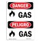 Signmission Safety Sign, OSHA Danger, 10" Height, Gas, Bilingual Spanish OS-DS-D-710-VS-1271 - alternate 1